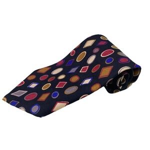 Mondo‎ Uomo Men's Necktie 100%  Silk Italy Black/Blue/Red Polka Dots 58"x3 5/8"